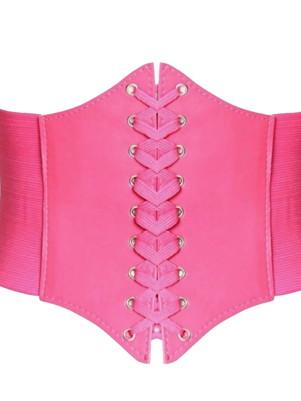 Hot Pink Corset Waist Belt Lace Up Wide Elastic Y2K Festival Small NWT